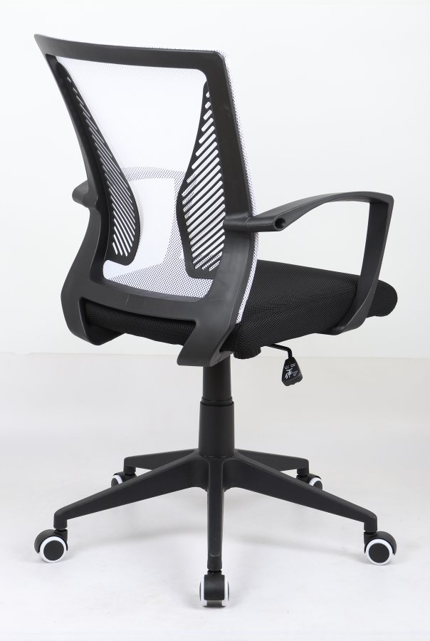 VCM NORDIC Offilo kontorstol, m. armln, hjul, hjdejusterbar - hvid nylonfleece og sort stof/stl