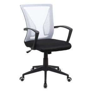 VCM NORDIC Offilo kontorstol, m. armln, hjul, hjdejusterbar - hvid nylonfleece og sort stof/stl