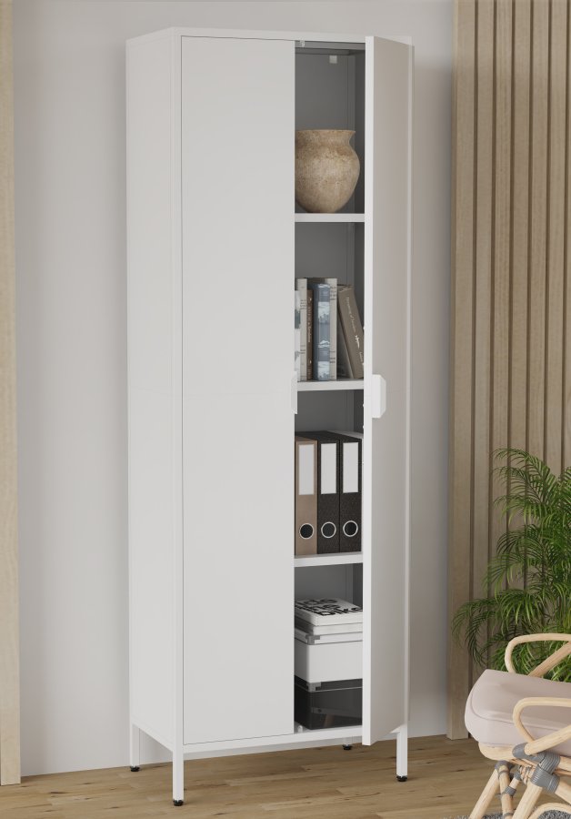 VCM NORDIC Flokas XL skab, m. 2 lger og 3 hylder - hvid stl