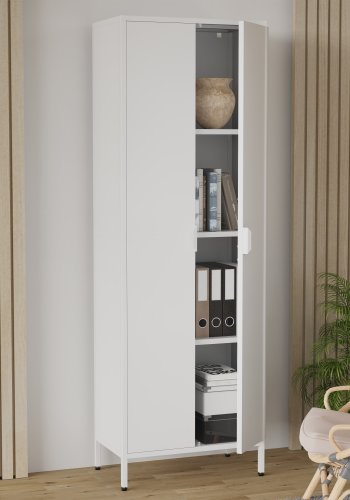 VCM NORDIC Flokas XL skab, m. 2 lger og 3 hylder - hvid stl