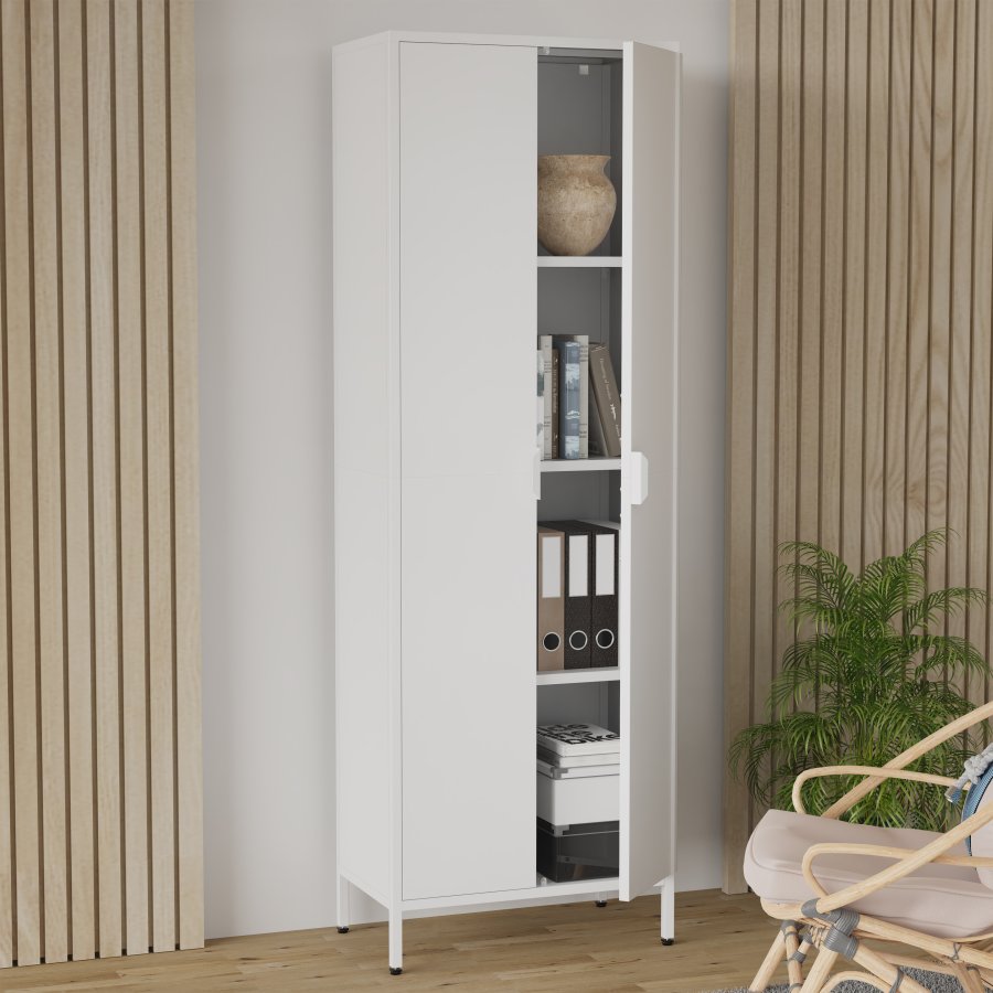 VCM NORDIC Flokas XL skab, m. 2 lger og 3 hylder - hvid stl