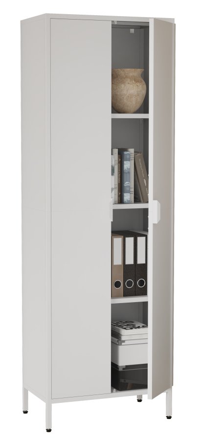 VCM NORDIC Flokas XL skab, m. 2 lger og 3 hylder - hvid stl