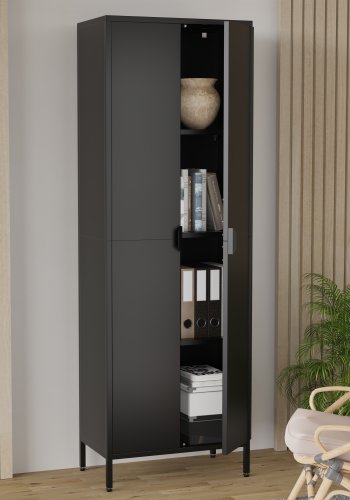 VCM NORDIC Flokas XL skab, m. 2 lger og 3 hylder - sort stl