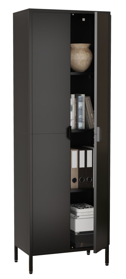 VCM NORDIC Flokas XL skab, m. 2 lger og 3 hylder - sort stl