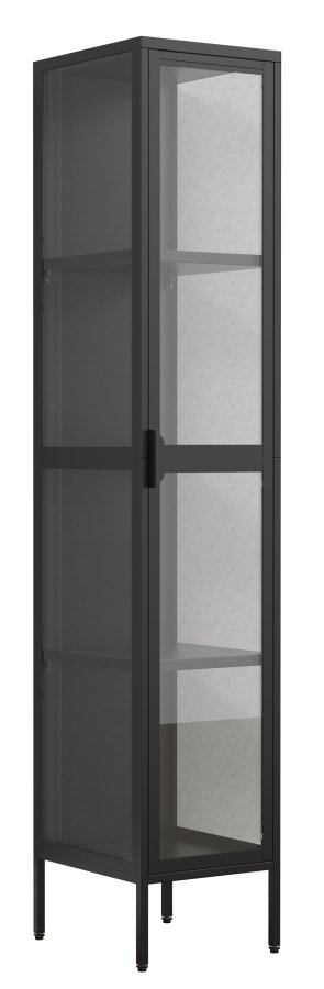 VCM NORDIC Floka XL vitrineskab, m. 1 lge og 3 hylder - glas og sort stl