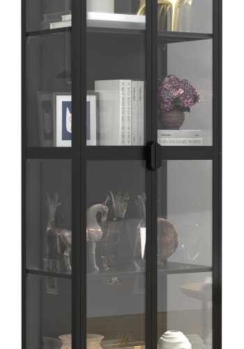 VCM NORDIC Floka XXL vitrineskab, m. 2 lge og 3 hylder - glas og sort stl