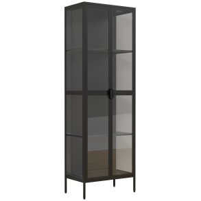 VCM NORDIC Floka XXL vitrineskab, m. 2 lge og 3 hylder - glas og sort stl