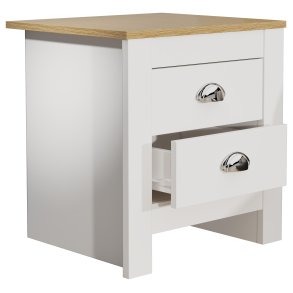 VCM NORDIC Balusa sengebord, m. 2 skuffer - hvid/natur tr (45x40)