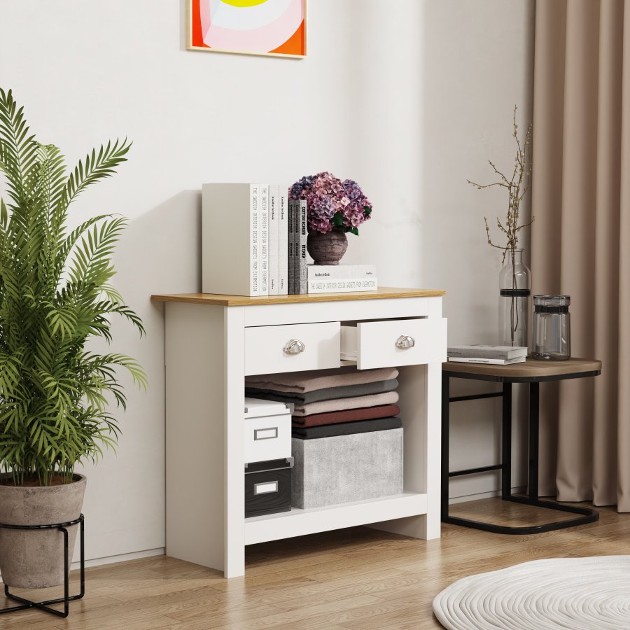 VCM NORDIC Balusa S kommode, m. 1 hylde og 2 skuffer - hvid/natur tr