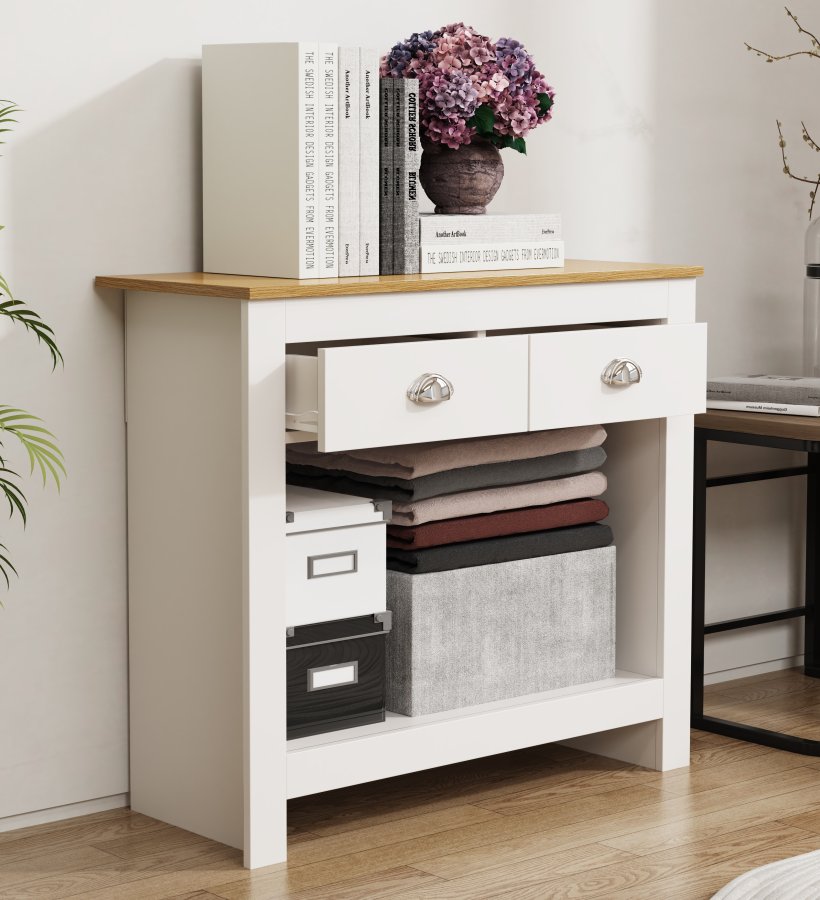 VCM NORDIC Balusa S kommode, m. 1 hylde og 2 skuffer - hvid/natur tr