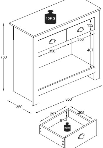 VCM NORDIC Balusa S kommode, m. 1 hylde og 2 skuffer - hvid/natur tr