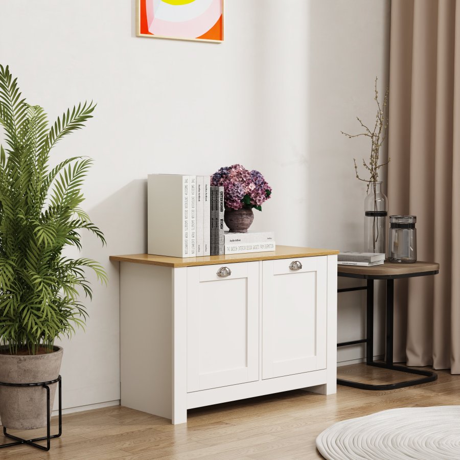 VCM NORDIC Balusa M kommode, m. 2 lger og 2 hylder - hvid/natur tr