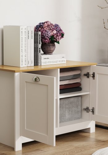 VCM NORDIC Balusa M kommode, m. 2 lger og 2 hylder - hvid/natur tr