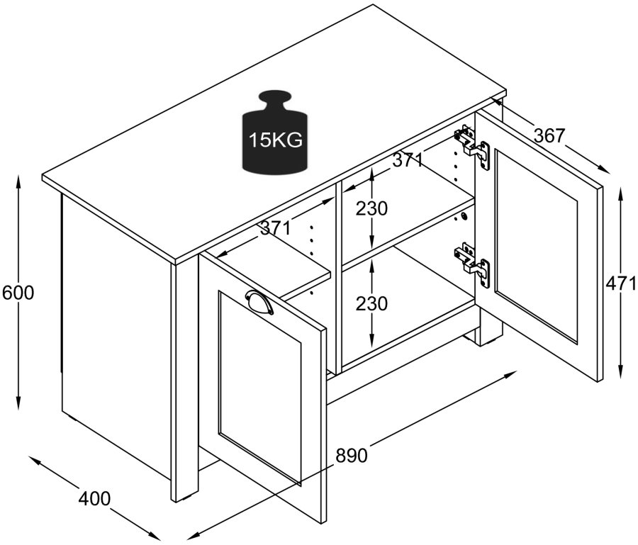 VCM NORDIC Balusa M kommode, m. 2 lger og 2 hylder - hvid/natur tr