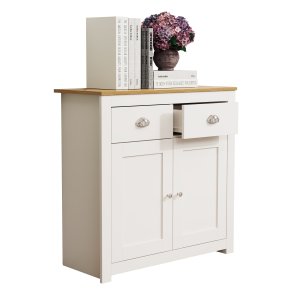 VCM NORDIC Balusa L kommode, m. 2 lger, 2 skuffer og 1 hylde - hvid/natur tr