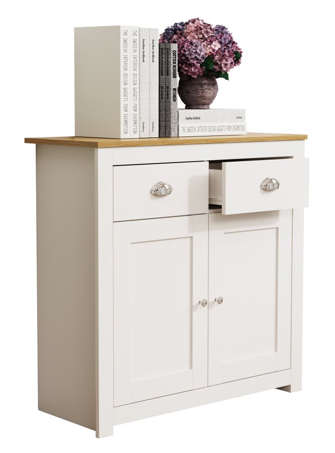 VCM NORDIC Balusa L kommode, m. 2 lger, 2 skuffer og 1 hylde - hvid/natur tr