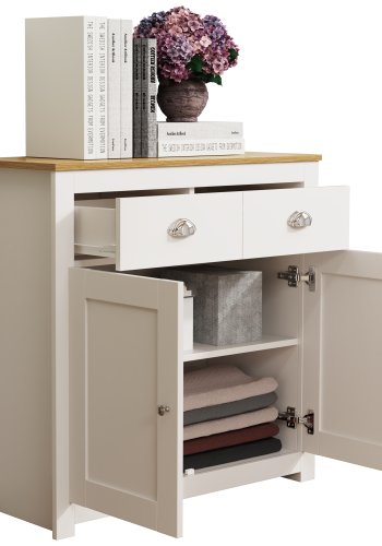 VCM NORDIC Balusa L kommode, m. 2 lger, 2 skuffer og 1 hylde - hvid/natur tr