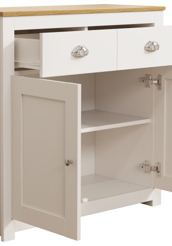 VCM NORDIC Balusa L kommode, m. 2 lger, 2 skuffer og 1 hylde - hvid/natur tr