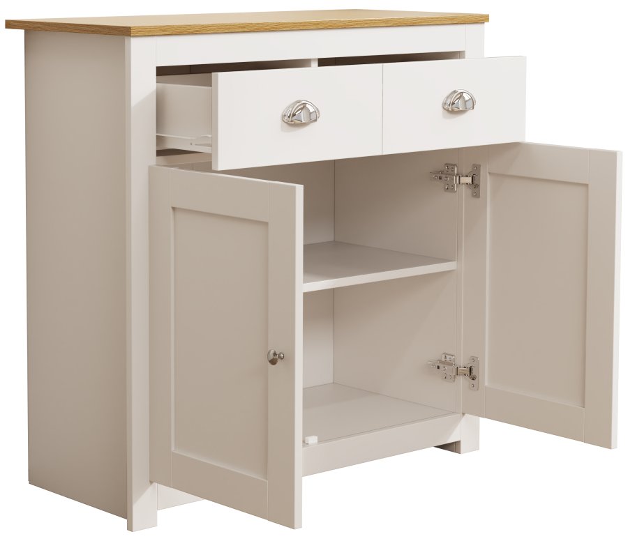 VCM NORDIC Balusa L kommode, m. 2 lger, 2 skuffer og 1 hylde - hvid/natur tr