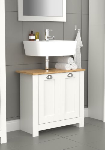 VCM NORDIC Balusa M badevrelsesunderskab til hndvask, m. 2 lger - hvid/natur tr