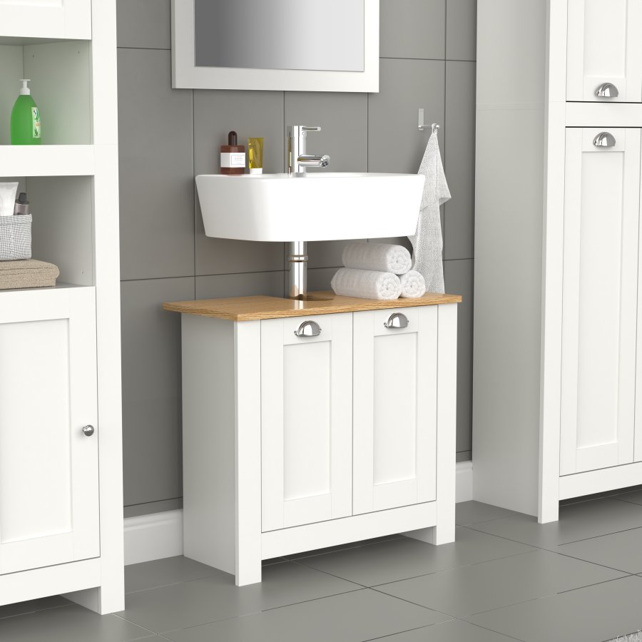 VCM NORDIC Balusa M badevrelsesunderskab til hndvask, m. 2 lger - hvid/natur tr