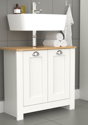 VCM NORDIC Balusa M badevrelsesunderskab til hndvask, m. 2 lger - hvid/natur tr