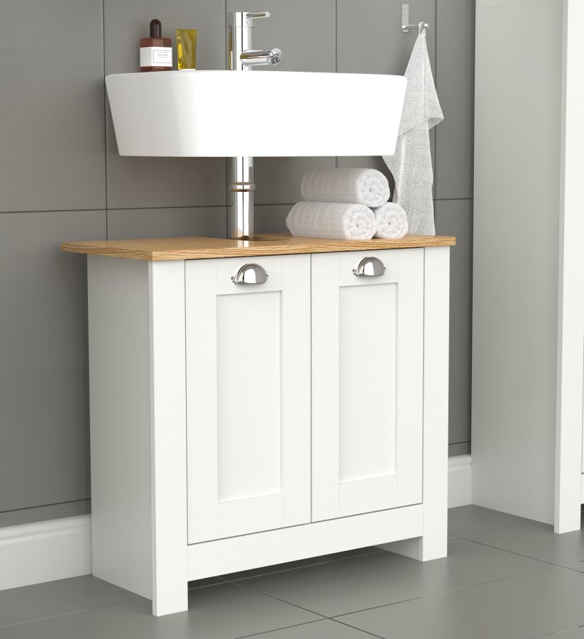 VCM NORDIC Balusa M badevrelsesunderskab til hndvask, m. 2 lger - hvid/natur tr