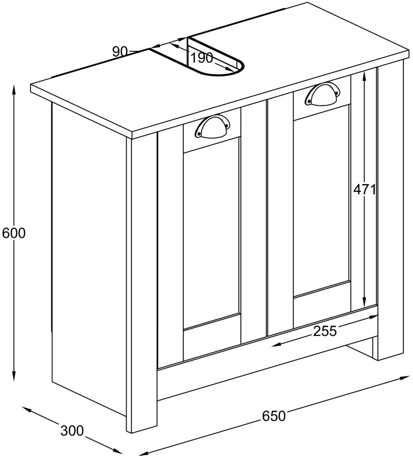 VCM NORDIC Balusa M badevrelsesunderskab til hndvask, m. 2 lger - hvid/natur tr