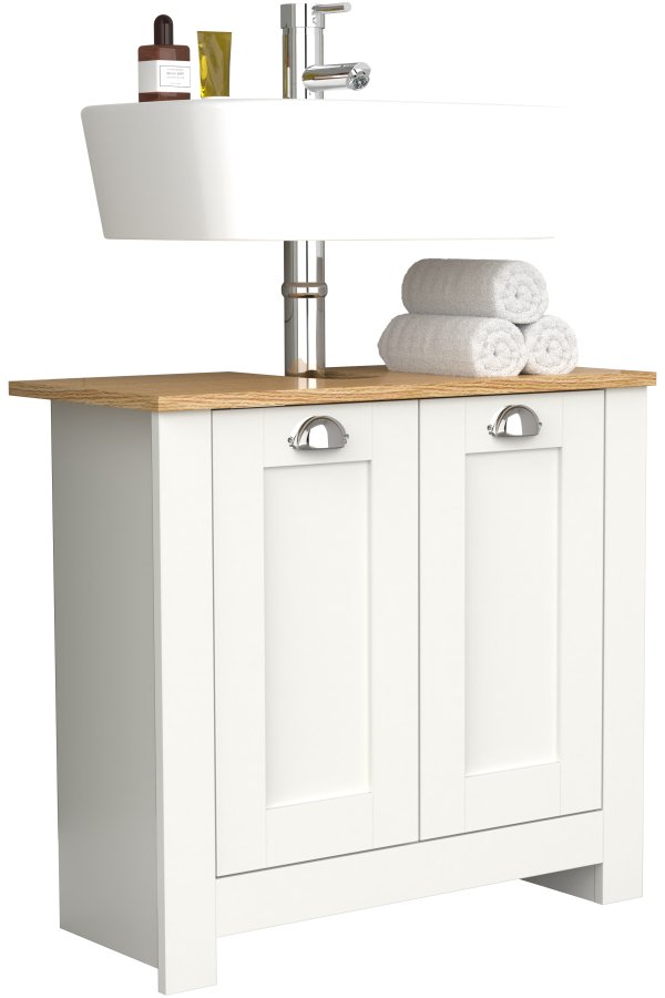 VCM NORDIC Balusa M badevrelsesunderskab til hndvask, m. 2 lger - hvid/natur tr