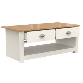 VCM NORDIC Balusa sofabord, m. 1 bent rum og 2 skuffer - natur/hvid tr (104x50)