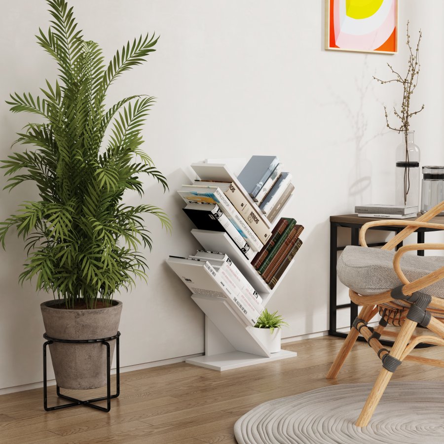 VCM-Nulis L reol, m. 6 bne rum - hvid tr