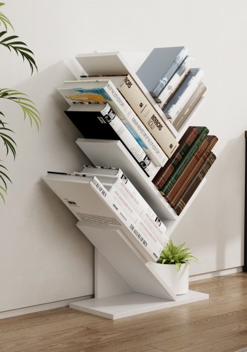 VCM-Nulis L reol, m. 6 bne rum - hvid tr