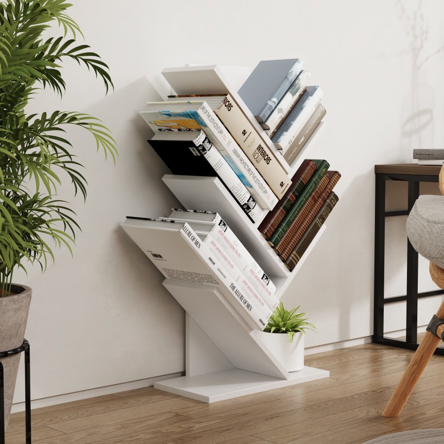 VCM-Nulis L reol, m. 6 bne rum - hvid tr