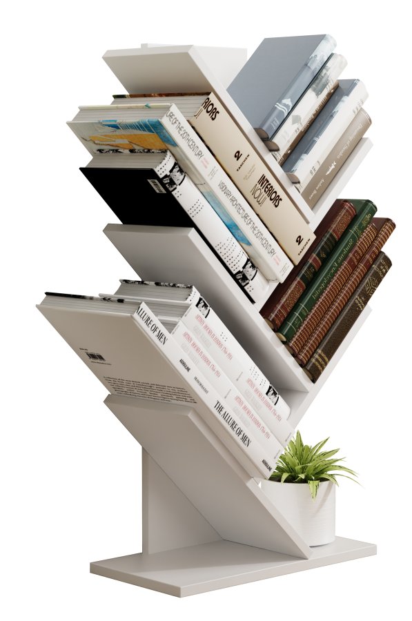 VCM-Nulis L reol, m. 6 bne rum - hvid tr