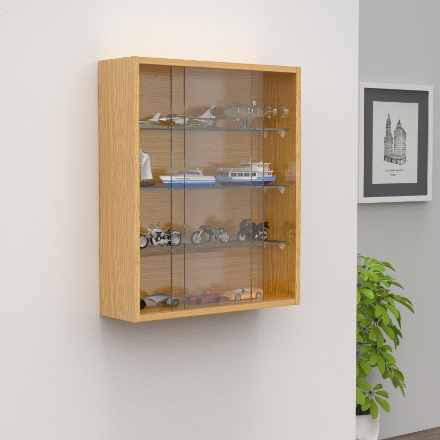 VCM NORDIC Drivalo M vgskab, m. 2 skydelger og 3 hylder - glas og natur tr