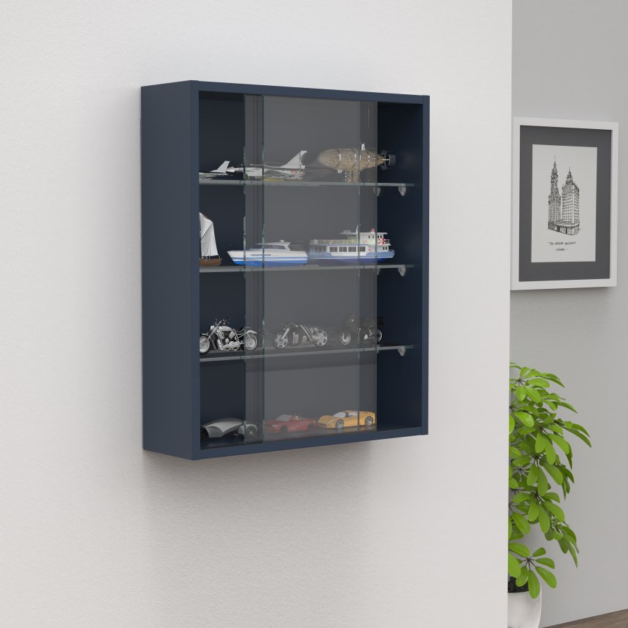 VCM NORDIC Drivalo M vgskab, m. 2 skydelger og 3 hylder - glas og antracitgr tr