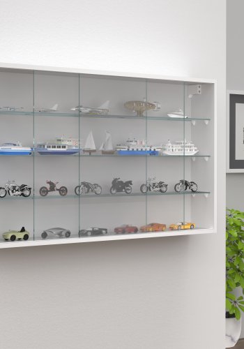 VCM NORDIC Drivalo XL vgskab, m. 2 skydelger og 3 hylder - glas og hvid tr