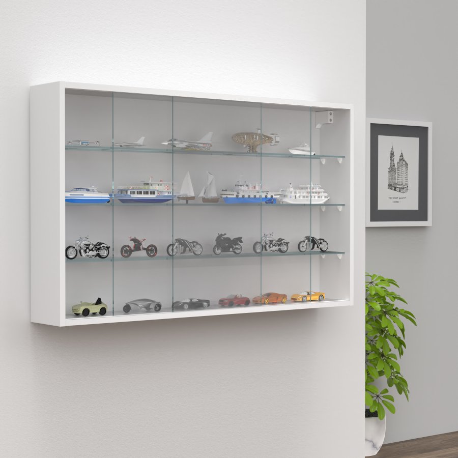 VCM NORDIC Drivalo XL vgskab, m. 2 skydelger og 3 hylder - glas og hvid tr