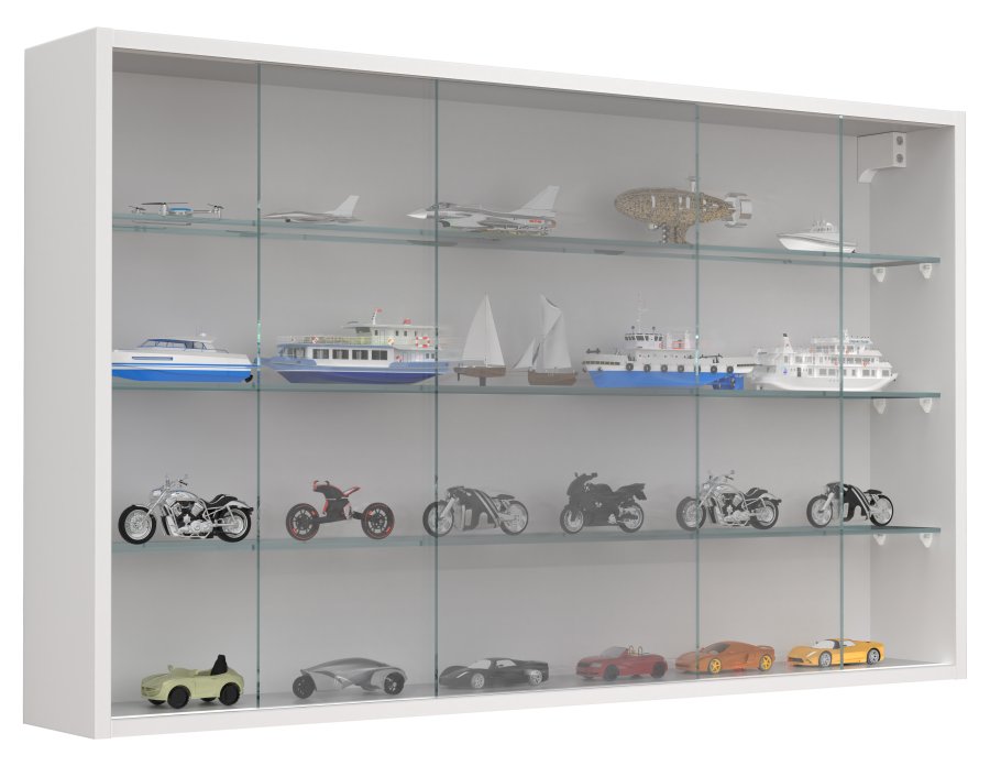 VCM NORDIC Drivalo XL vgskab, m. 2 skydelger og 3 hylder - glas og hvid tr