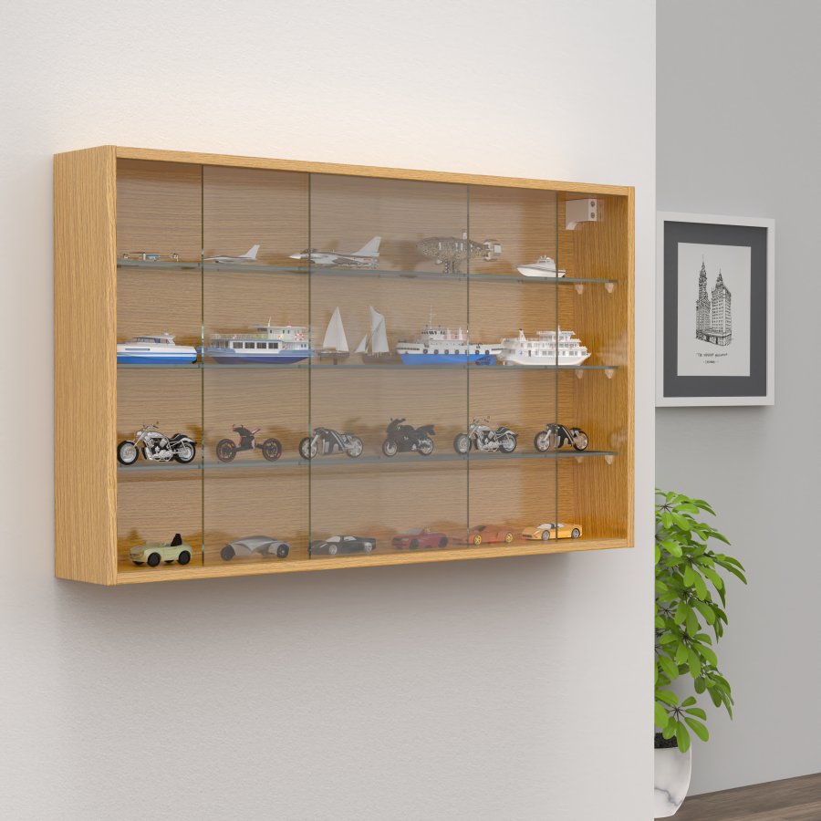 VCM NORDIC Drivalo XL vgskab, m. 2 skydelger og 3 hylder - glas og natur tr