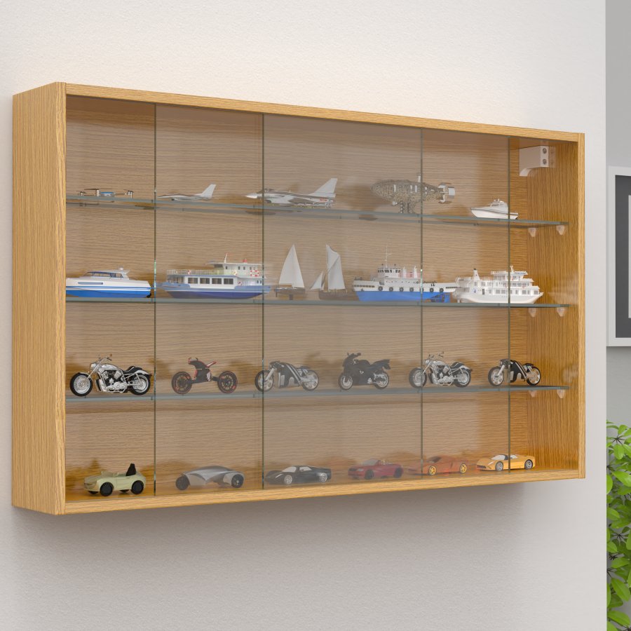 VCM NORDIC Drivalo XL vgskab, m. 2 skydelger og 3 hylder - glas og natur tr