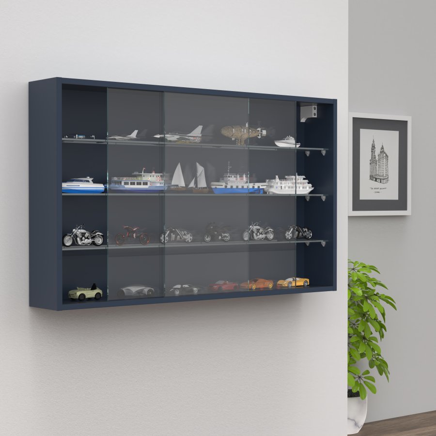 VCM NORDIC Drivalo XL vgskab, m. 2 skydelger og 3 hylder - glas og antracitgr tr