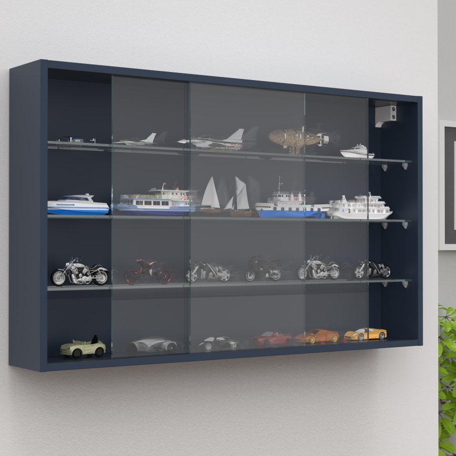 VCM NORDIC Drivalo XL vgskab, m. 2 skydelger og 3 hylder - glas og antracitgr tr