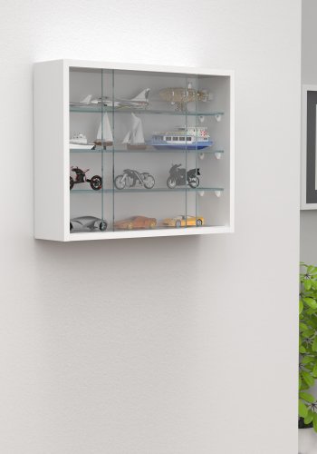 VCM NORDIC Drivalo S vgskab, m. 2 skydelger og 3 hylder - glas og hvid tr