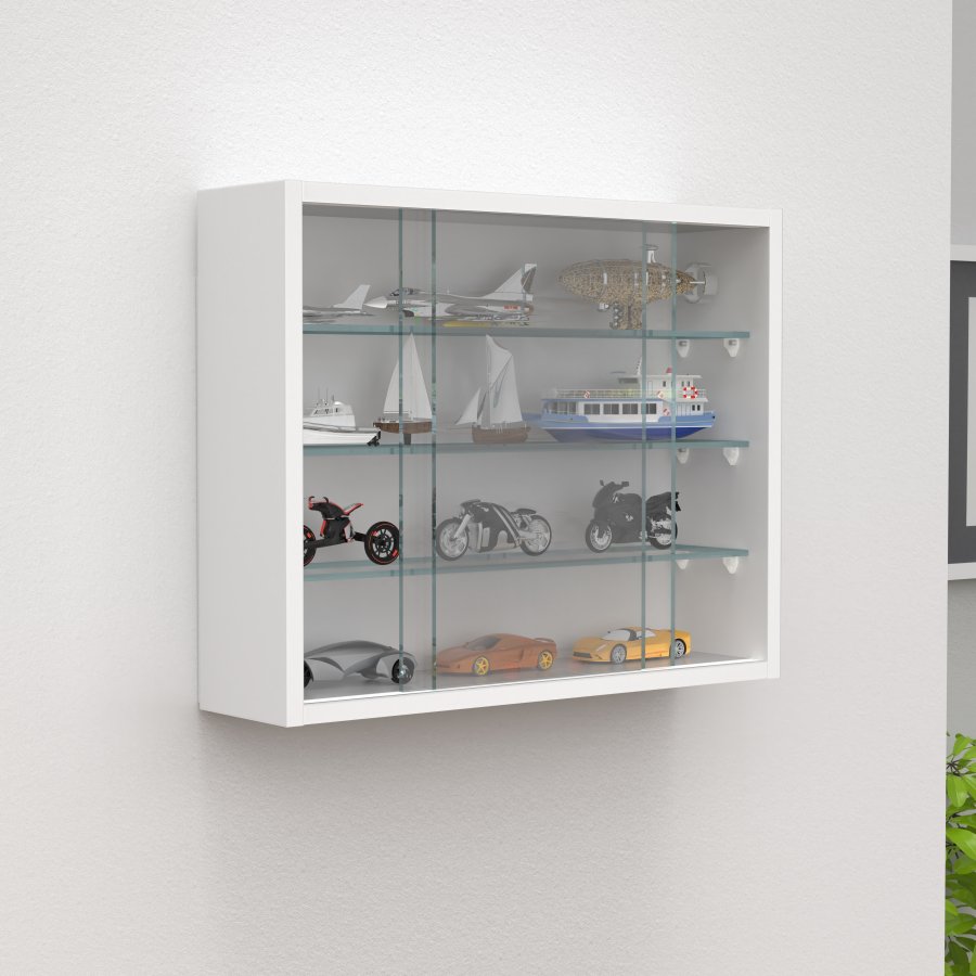 VCM NORDIC Drivalo S vgskab, m. 2 skydelger og 3 hylder - glas og hvid tr