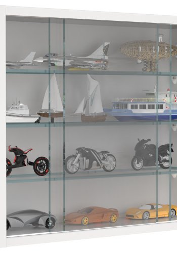 VCM NORDIC Drivalo S vgskab, m. 2 skydelger og 3 hylder - glas og hvid tr