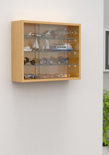 VCM NORDIC Drivalo S vgskab, m. 2 skydelger og 3 hylder - glas og natur tr