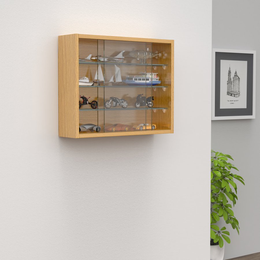 VCM NORDIC Drivalo S vgskab, m. 2 skydelger og 3 hylder - glas og natur tr