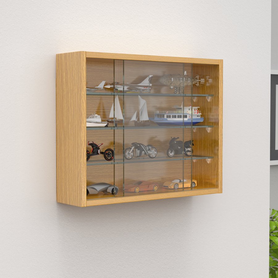 VCM NORDIC Drivalo S vgskab, m. 2 skydelger og 3 hylder - glas og natur tr