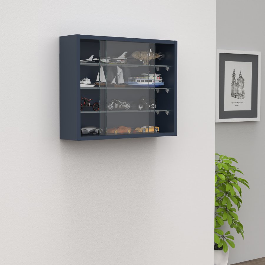 VCM NORDIC Drivalo S vgskab, m. 2 skydelger og 3 hylder - glas og antracitgr tr